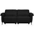 3-SITZER-SOFA  in Echtleder Schwarz   - Schwarz, Design, Leder/Metall (210/79/104cm) - Belluti