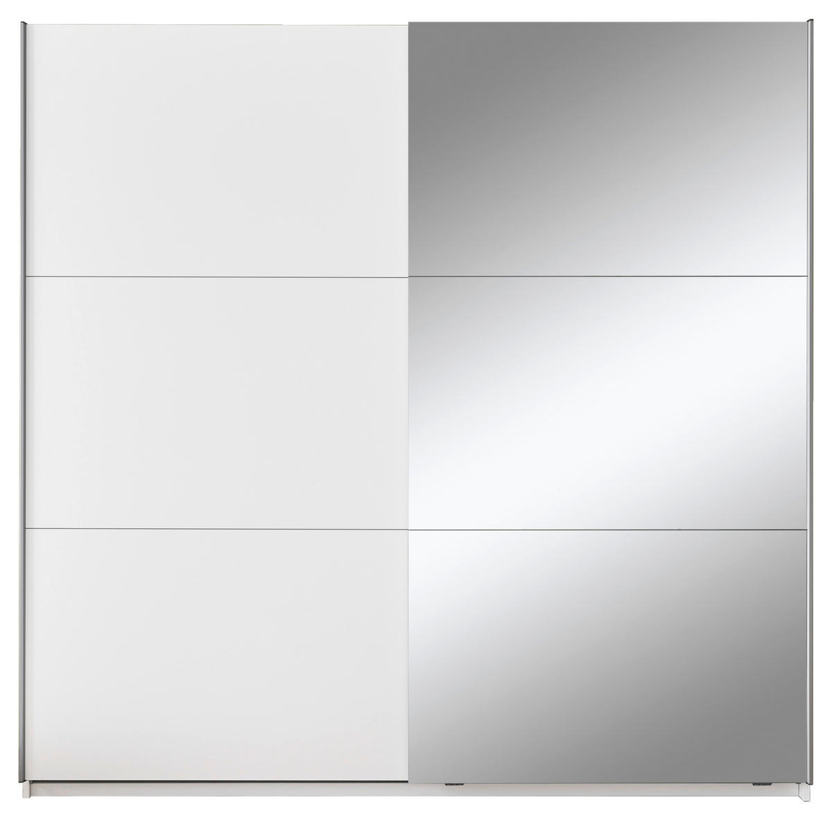 SCHWEBETÜRENSCHRANK in Weiss  - Weiss/Alufarben, Modern, Holzwerkstoff/Metall (208,2/205/57,4cm) - MID.YOU