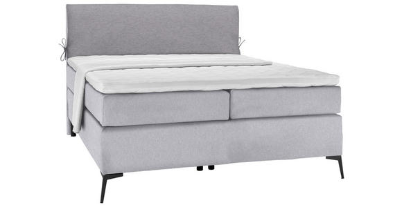 BOXSPRINGBETT 120/200 cm  in Grau, Hellgrau  - Hellgrau/Schwarz, Design, Textil/Metall (120/200cm) - Hom`in