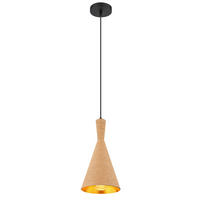 HÄNGELEUCHTE 19/140 cm    - Goldfarben/Schwarz, Natur, Textil/Metall (19/140cm) - Globo
