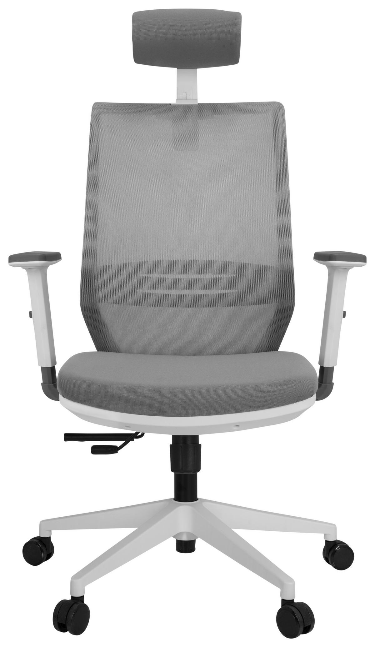OTOČNÁ ŽIDLE, síťovina, plochá tkanina, šedá, bílá - šedá/bílá, Basics, textil/plast (70/117/62cm) - MID.YOU