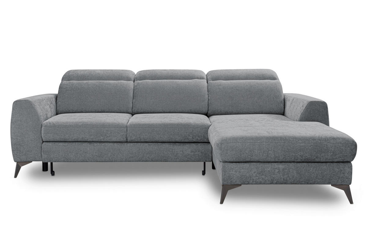 ECKSOFA MUENSTER in Chenille Anthrazit  - Anthrazit/Schwarz, Basics, Textil/Metall (264/191cm) - Livetastic