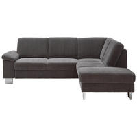 ECKSOFA in Cord Anthrazit  - Edelstahlfarben/Anthrazit, Konventionell, Textil/Metall (248/200cm) - Beldomo System