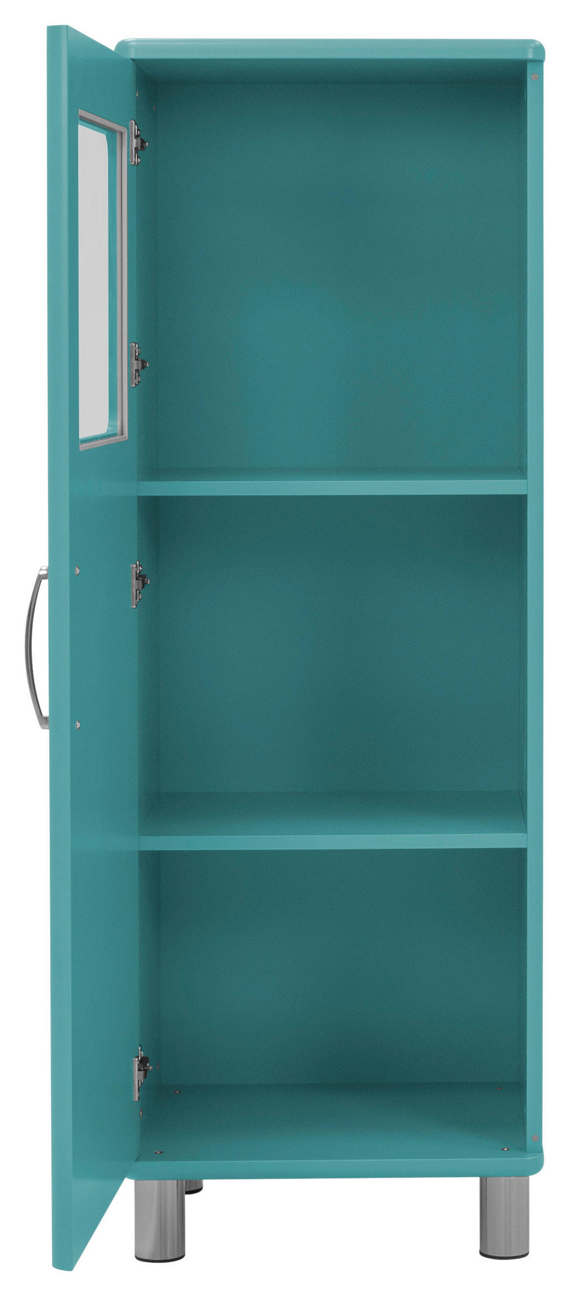 VITRINE in Blau  - Blau/Nickelfarben, Design, Glas/Holzwerkstoff (50/143/41cm)