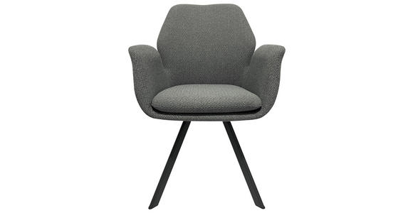 ARMLEHNSTUHL in Eisen Webstoff - Schwarz/Grau, Design, Textil/Metall (60/86,5/60cm) - Novel