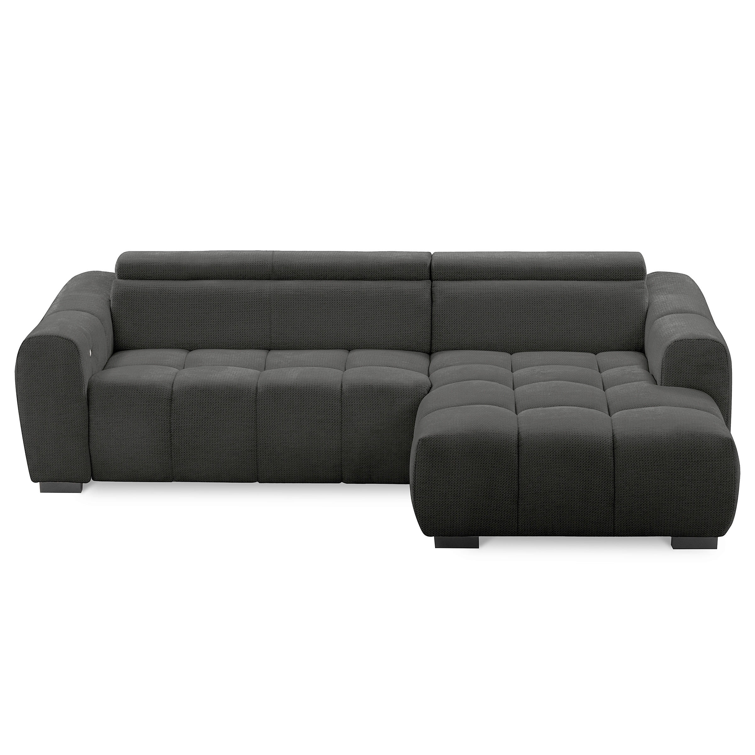 ECKSOFA AVEIRO Schwarz Webstoff Bettkasten, Kopfteilverstellung, Sitzvorzug  - Schwarz, Design, Kunststoff/Textil (274/177cm) - Livetastic