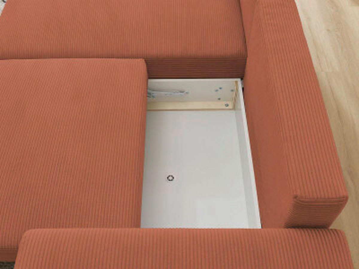 ECKSOFA Ottomane links  ATILLA Orange Cord  - Schwarz/Orange, MODERN, Kunststoff/Textil (149/244cm)