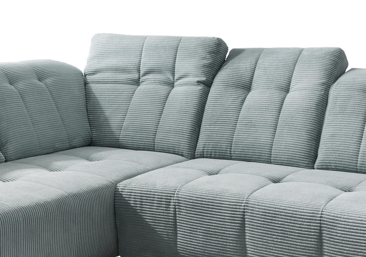 ECKSOFA in Cord Hellblau  - Schwarz/Hellblau, Modern, Textil/Metall (200/261cm) - Livetastic