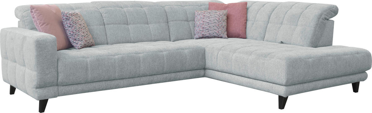 ECKSOFA in Webstoff Hellgrau  - Hellgrau/Schwarz, Design, Holz/Textil (302/216cm) - Xora