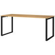 SCHREIBTISCH 180/80/75 cm  in Schwarz, Eichefarben, Hellbraun  - Hellbraun/Eichefarben, MODERN, Holzwerkstoff/Metall (180/80/75cm) - Novel