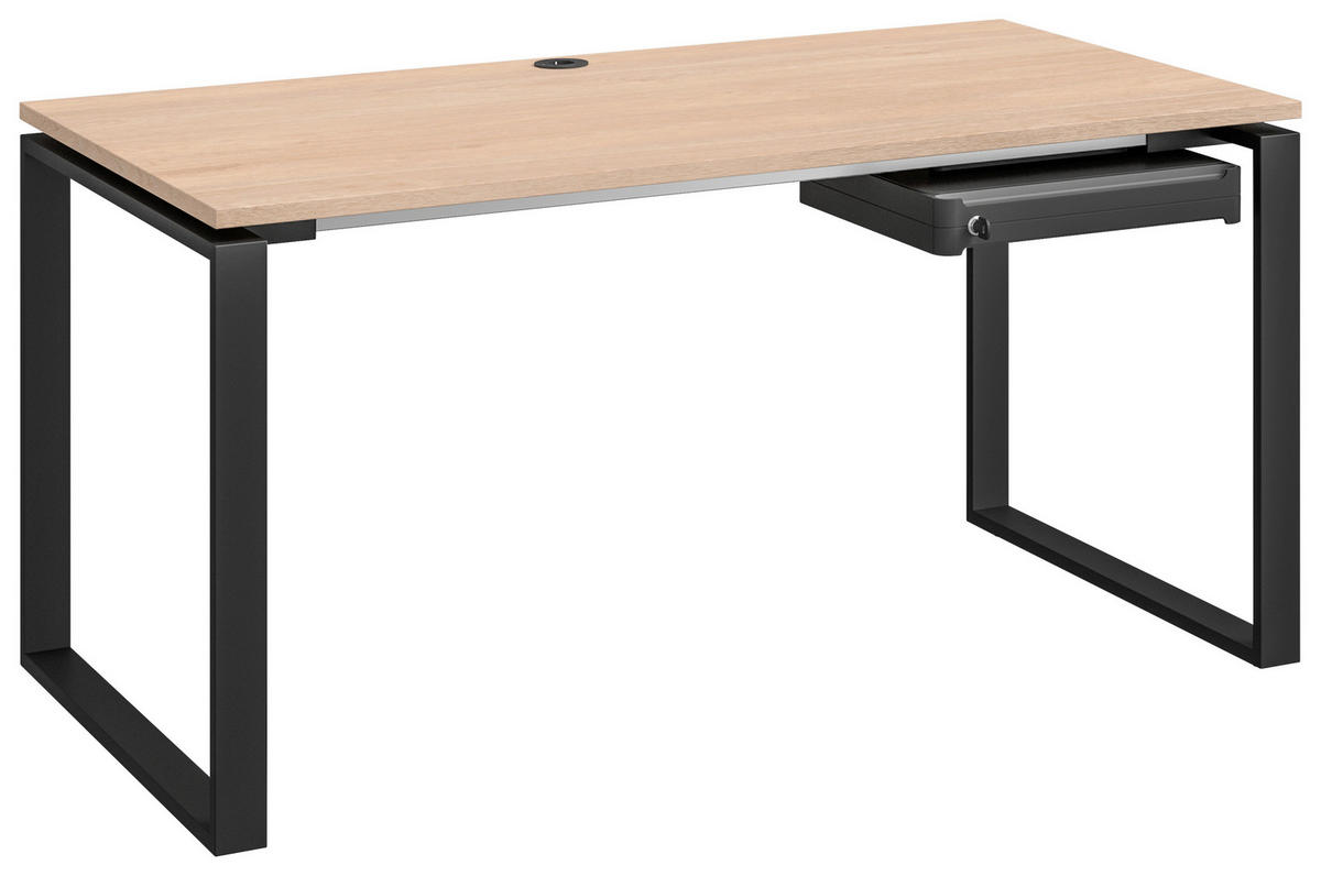JUGENDSCHREIBTISCH 140/80/72 cm  in Anthrazit, Eichefarben  - Eichefarben/Anthrazit, Design, Holzwerkstoff/Metall (140/80/72cm) - Cantus