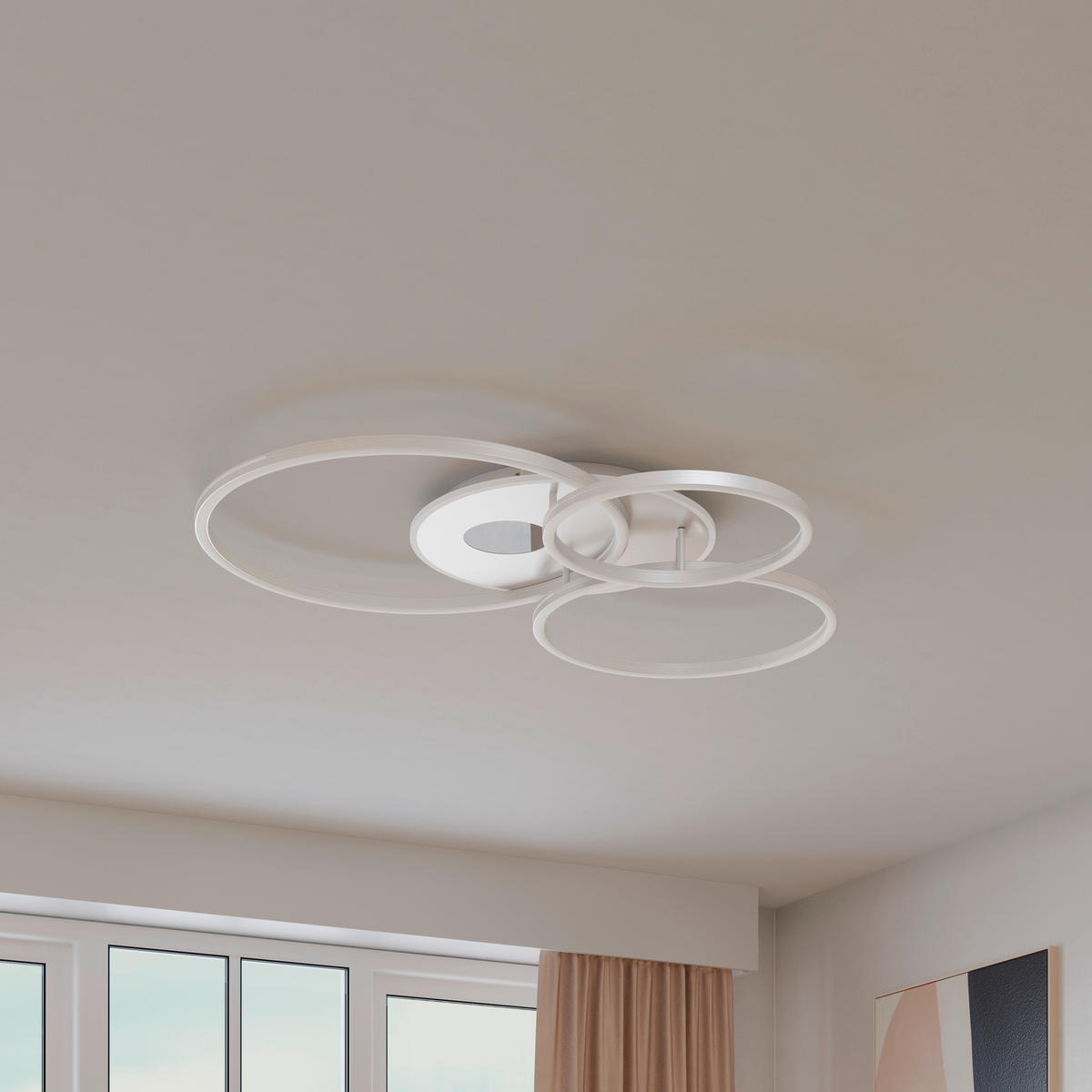 LED-DECKENLEUCHTE Oria 111/86/13 cm  - Nickelfarben, Design, Kunststoff/Metall (111/86/13cm) - Novel