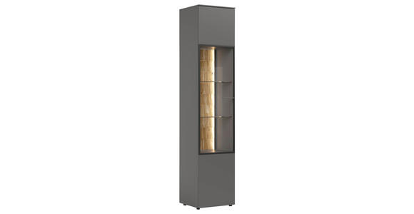 VITRINE  in massiv Eiche Grau, Eichefarben - Eichefarben/Grau, Design, Glas/Holz (45/215/42cm) - Moderano