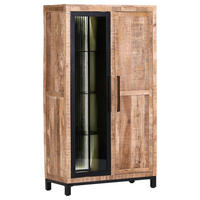VITRÍNA, mangové drevo, prírodná farba, čierna, 90/160/43 cm - čierna/prírodná farba, Modern, kov/drevo (90/160/43cm) - Livetastic