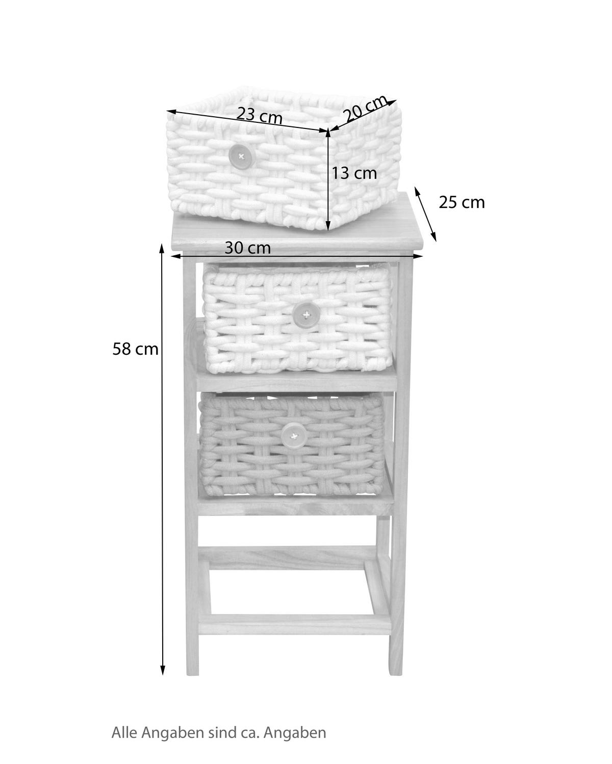 KOMMODE  in  - Creme/Hellgrau, Design, Holz/Textil (25/30/58cm) - MID.YOU
