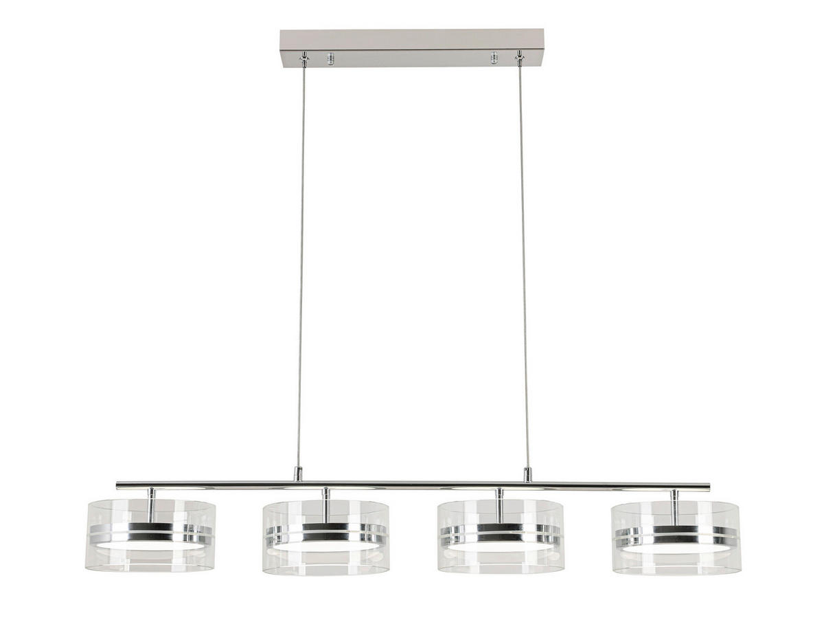 LED-HÄNGELEUCHTE Luca 93/18/120 cm   - Chromfarben, Design, Glas/Kunststoff (93/18/120cm) - Novel