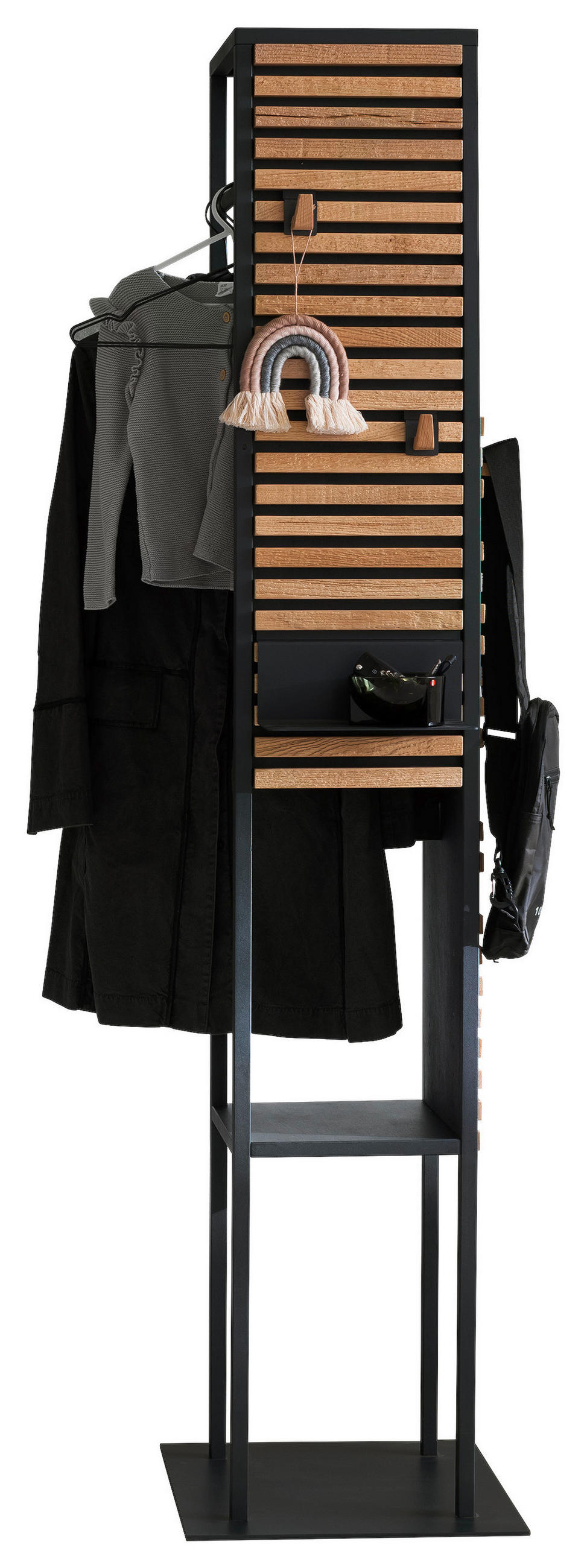 GARDEROBENSTÄNDER in Anthrazit, Eichefarben 42/186/42 cm - Eichefarben/Anthrazit, Design, Holz/Metall (42/186/42cm) - Schöner Wohnen