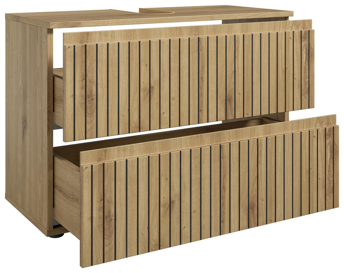 WASCHBECKENUNTERSCHRANK 80/57/36 cm  - Schwarz/Eiche Artisan, Modern, Holzwerkstoff/Kunststoff (80/57/36cm) - MID.YOU