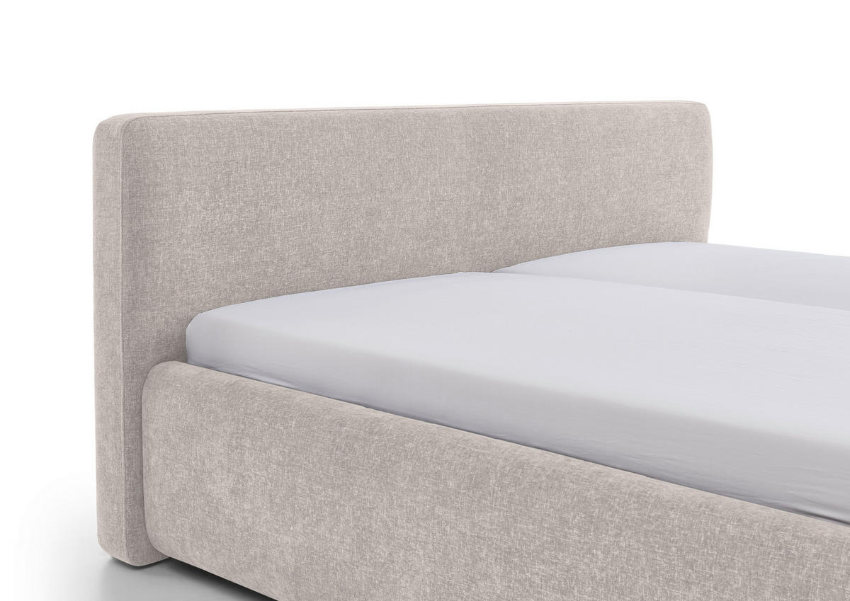 POLSTERBETT 180/200 cm  Creme  - Birkefarben/Buchefarben, Design, Holz/Textil (180/200cm) - Xora