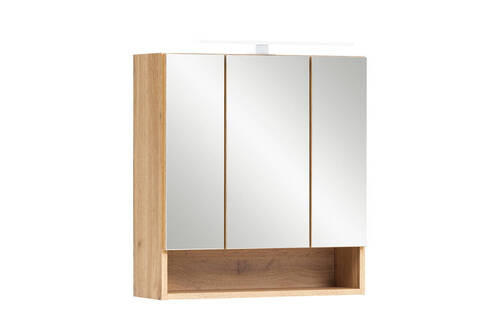 SPIEGELSCHRANK 60/64/20 cm - Chromfarben/Eiche Wotan, Natur, Glas/Holzwerkstoff (60/64/20cm) - Xora