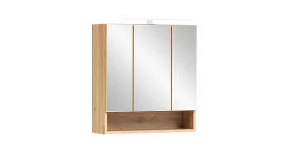 SPIEGELSCHRANK 60/64/20 cm  - Chromfarben/Eiche Wotan, Natur, Glas/Holzwerkstoff (60/64/20cm) - Xora