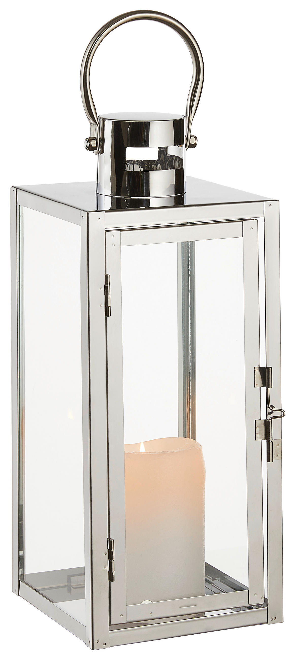 LATERNE - Chromfarben/Silberfarben, LIFESTYLE, Glas/Metall (12/30/12cm) - Ambia Home