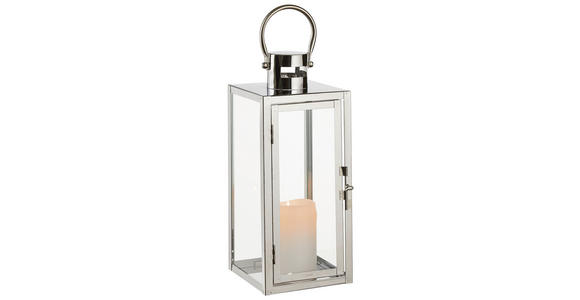 LATERNE - Chromfarben/Silberfarben, LIFESTYLE, Glas/Metall (12/30/12cm) - Ambia Home