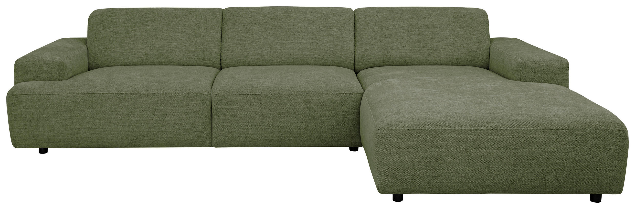 ECKSOFA  Flachgewebe Olivgrün  - Schwarz/Olivgrün, Konventionell, Kunststoff/Textil (294/184cm) - Hom`in