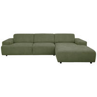 ECKSOFA 294/184 cm  in Flachgewebe Olivgrün Rücken echt  294/184 cm  - Schwarz/Olivgrün, KONVENTIONELL, Kunststoff/Textil (294/184cm) - Hom`in