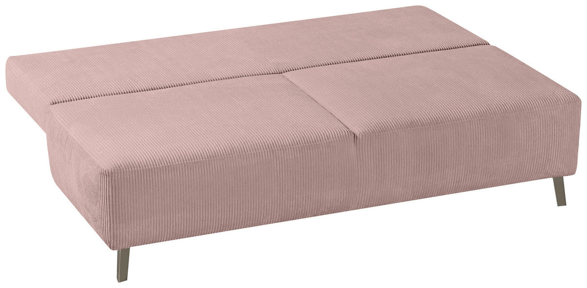 SCHLAFSOFA Cord Rosa  - Chromfarben/Rosa, Modern, Textil/Metall (197/92/88cm) - Novel