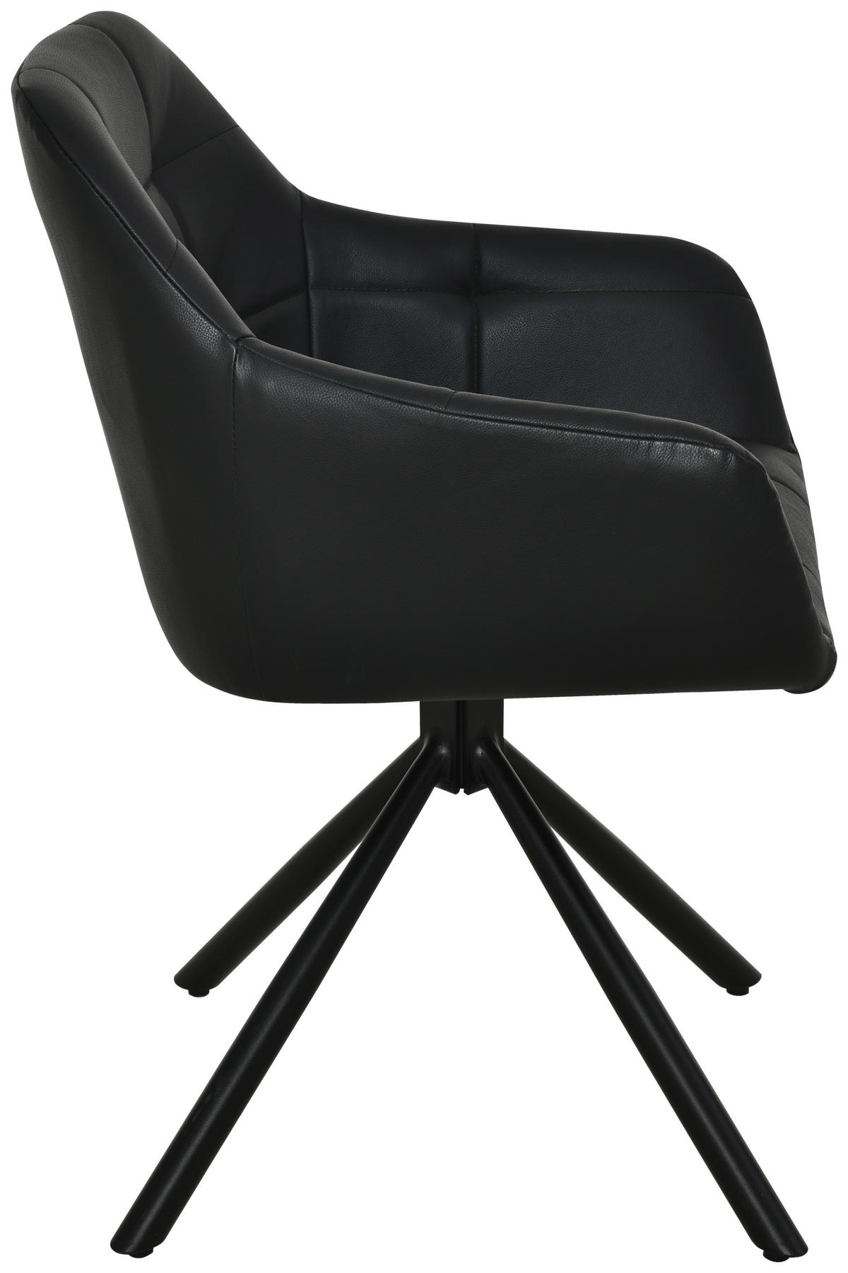 ARMLEHNSTUHL  in Eisen Echtleder pigmentiert  - Schwarz, Basics, Leder/Holz (56/82/59cm) - Livetastic