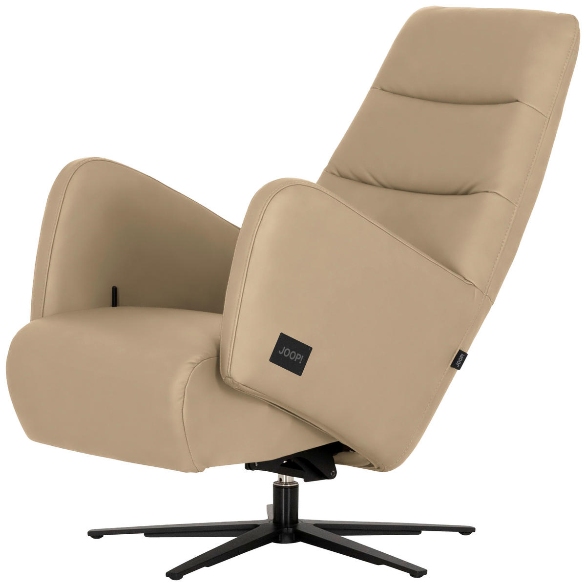 RELAXSESSEL Leder Sandfarben  - Sandfarben/Schwarz, Modern, Leder/Metall (66/110/83cm) - Joop!