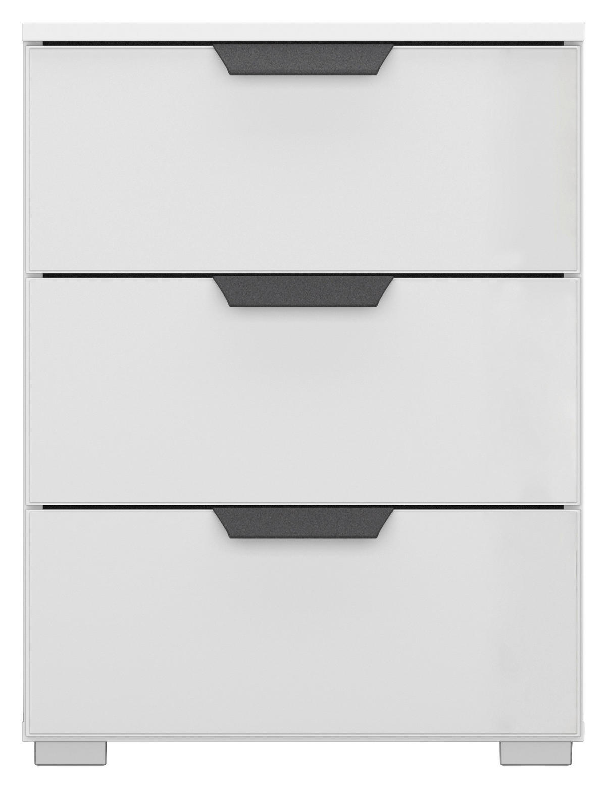 NACHTSCHRANK 40/61/42 cm  - Weiß Hochglanz/Alufarben, MODERN, Glas/Holzwerkstoff (40/61/42cm) - Rauch Möbel