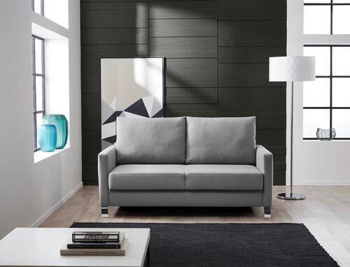 SCHLAFSOFA in Flachgewebe Hellgrau  - Chromfarben/Hellgrau, KONVENTIONELL, Textil/Metall (140/90/95cm) - Bali