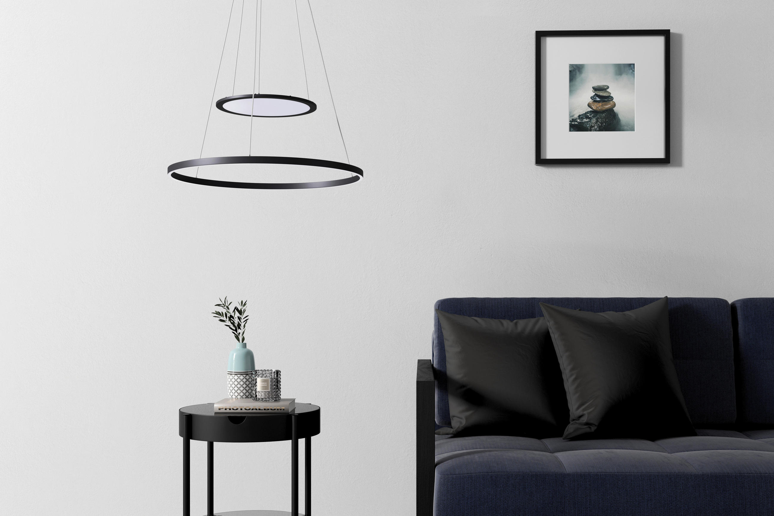 LUSTRĂ LED  - alb/negru, Trend, plastic/metal (60cm) - Novel