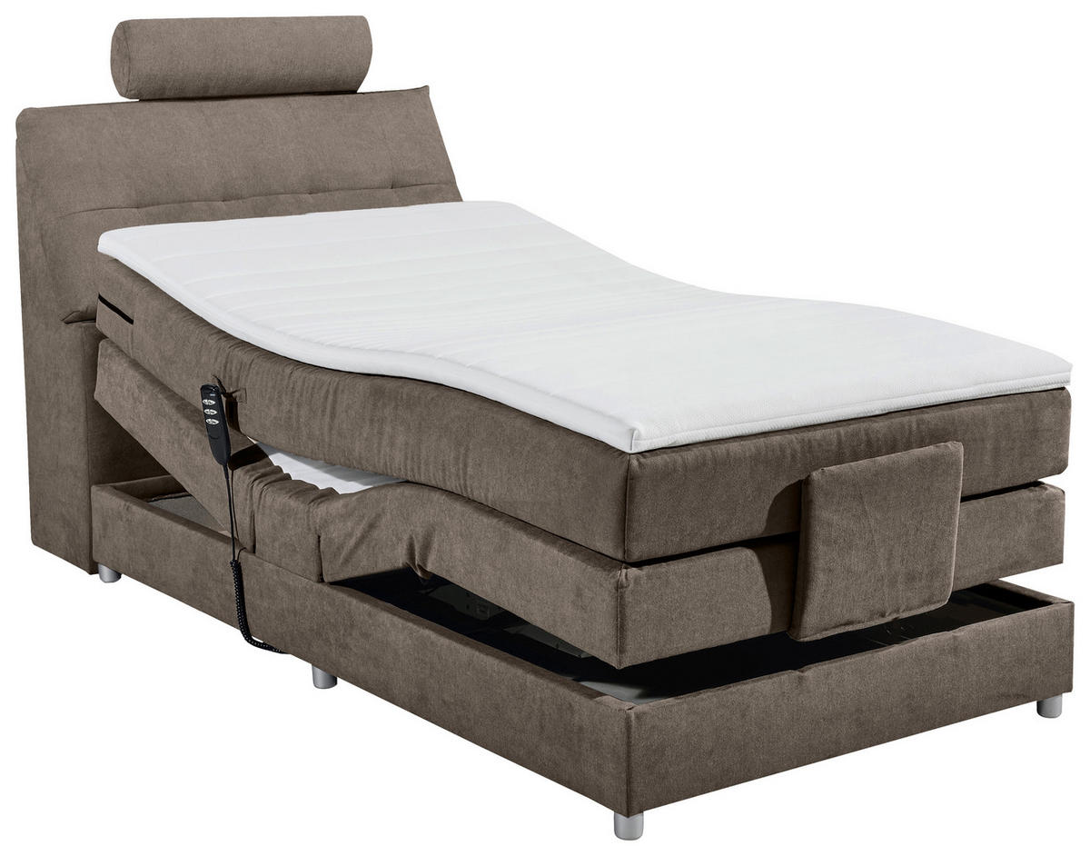 BOXSPRINGBETT 120/200 cm  in Braun  - Silberfarben/Braun, Modern, Holzwerkstoff/Kunststoff (120/200cm) - MID.YOU