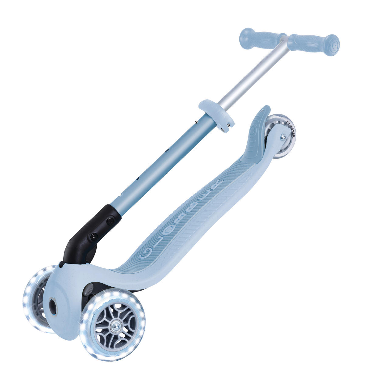 KINDERSCOOTER JUNIOR FOLDABLE LIGHTS ECO  - Pastellblau, Basics, Kunststoff (57.5/28/68cm) - GLOBBER