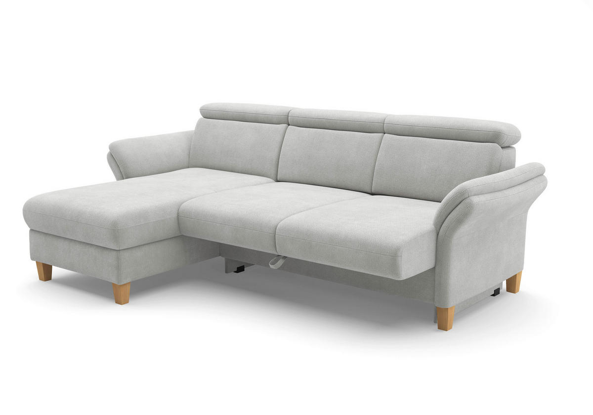 ECKSOFA GLENDALE E Silberfarben Flachgewebe  - Eichefarben/Silberfarben, KONVENTIONELL, Holz/Textil (166/253cm) - Sit & More