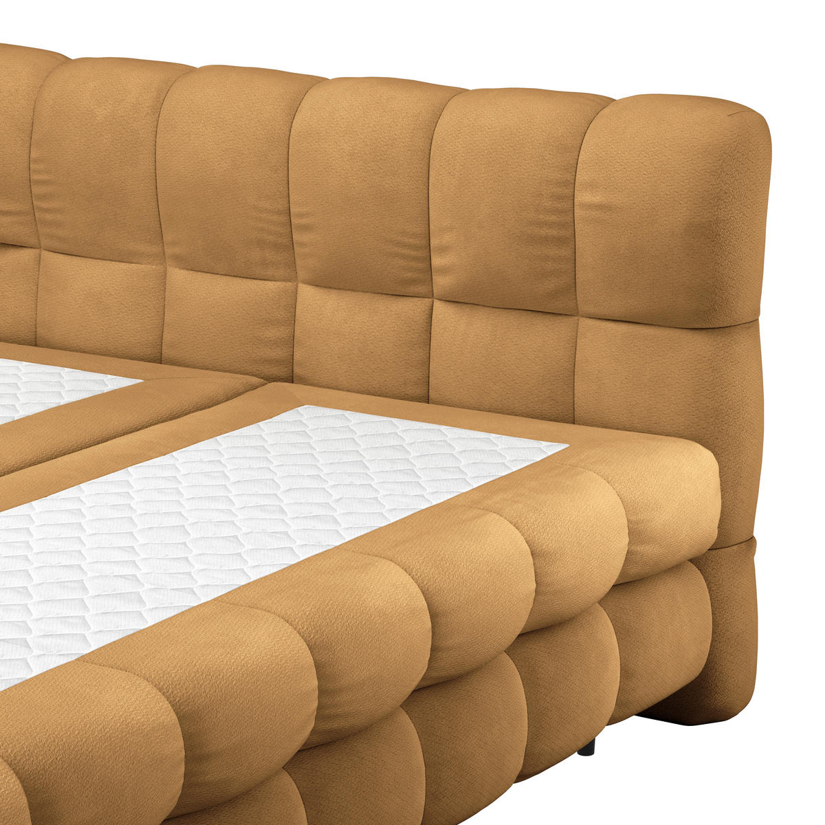 BOXBETT 160/200 cm,  in Goldfarben, gepolstertes Kopfteil, Bettkasten, Topper, H3 + H3 = fest  - Goldfarben/Schwarz, Design, Textil/Metall (160/200cm) - Ti'me