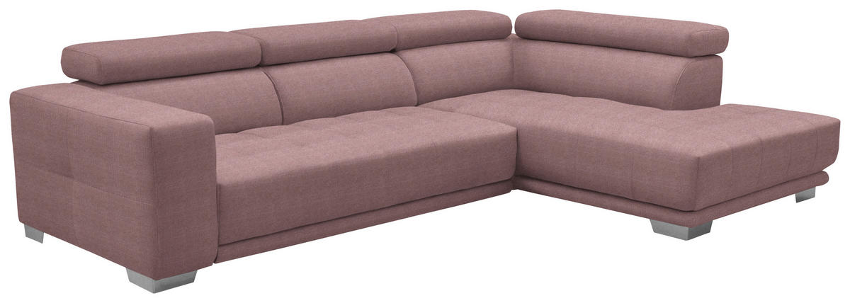 ECKSOFA in Mikrofaser Rosa  - Chromfarben/Rosa, Design, Textil/Metall (301/207cm) - Xora