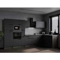 HÖRNKÖK 370/172 cm  i grå, ekfärgad  - svart/grå, Design, metall/trämaterial (370/172cm) - Respekta