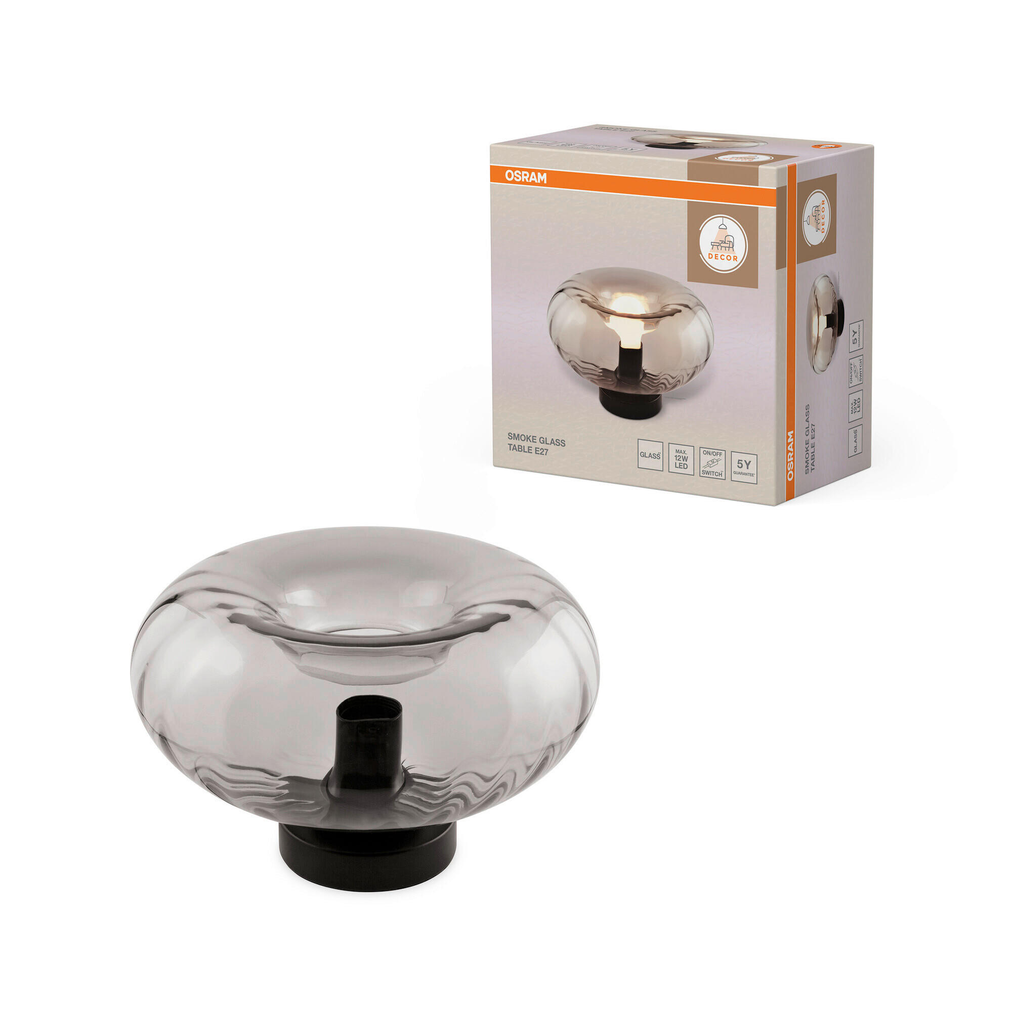 TISCHLEUCHTE 28/17,6 cm   - Schwarz, Design, Glas/Metall (28/17,6cm) - Osram