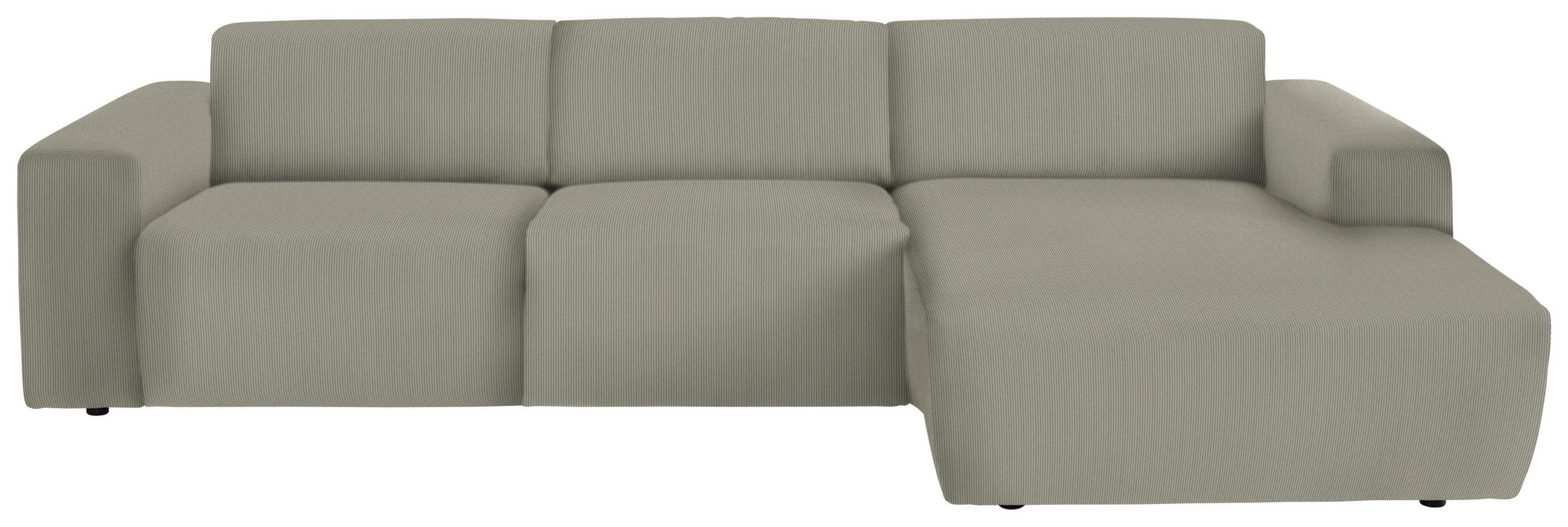 ECKSOFA in Feincord Taupe  - Taupe/Schwarz, Design, Kunststoff/Textil (301/177cm) - Beldomo Style