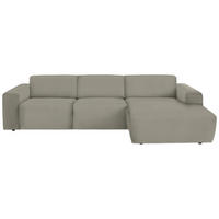 ECKSOFA in Feincord Taupe  - Taupe/Schwarz, Design, Kunststoff/Textil (301/177cm) - Beldomo Style