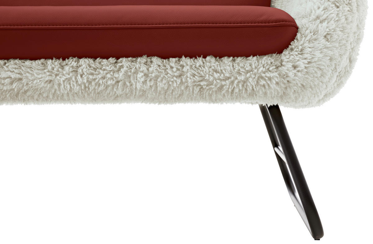 SITZBANK Textil, Leder Beige, Weinrot  - Beige/Weinrot, Design, Leder/Textil (219/87/78cm) - Koinor