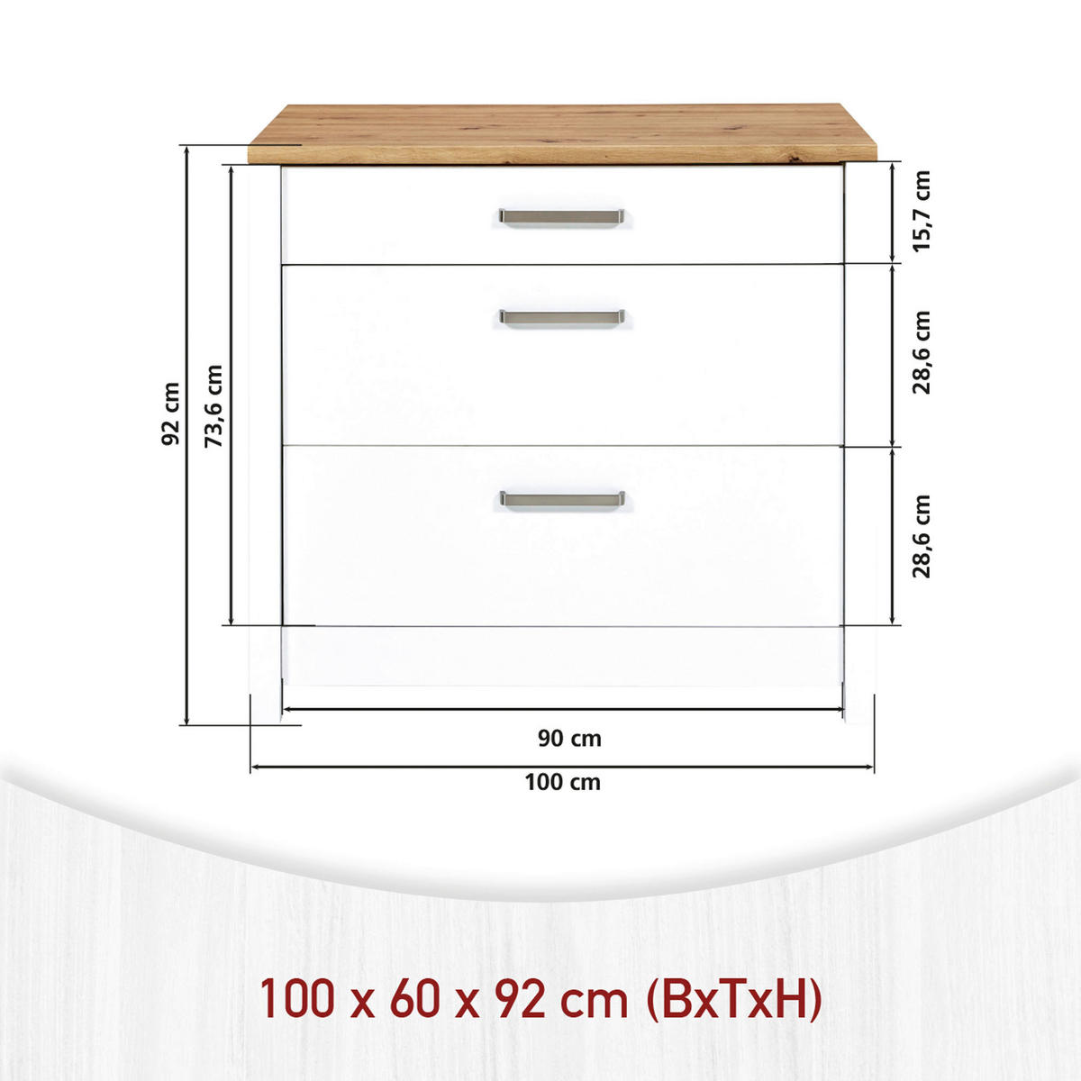 KÜCHENLEERBLOCK   in Weiß, Eiche Artisan  - Silberfarben/Weiß, MODERN, Glas/Holzwerkstoff (230/92/60cm) - home24
