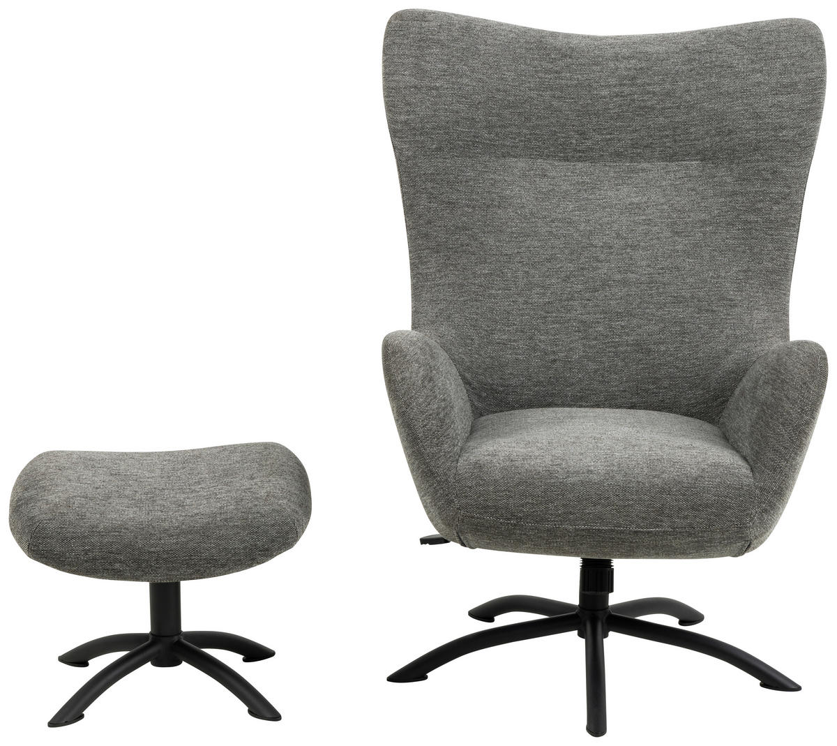 SESSELSET in Flachgewebe Anthrazit  - Anthrazit/Schwarz, Design, Textil/Metall (76/105/86cm) - MID.YOU