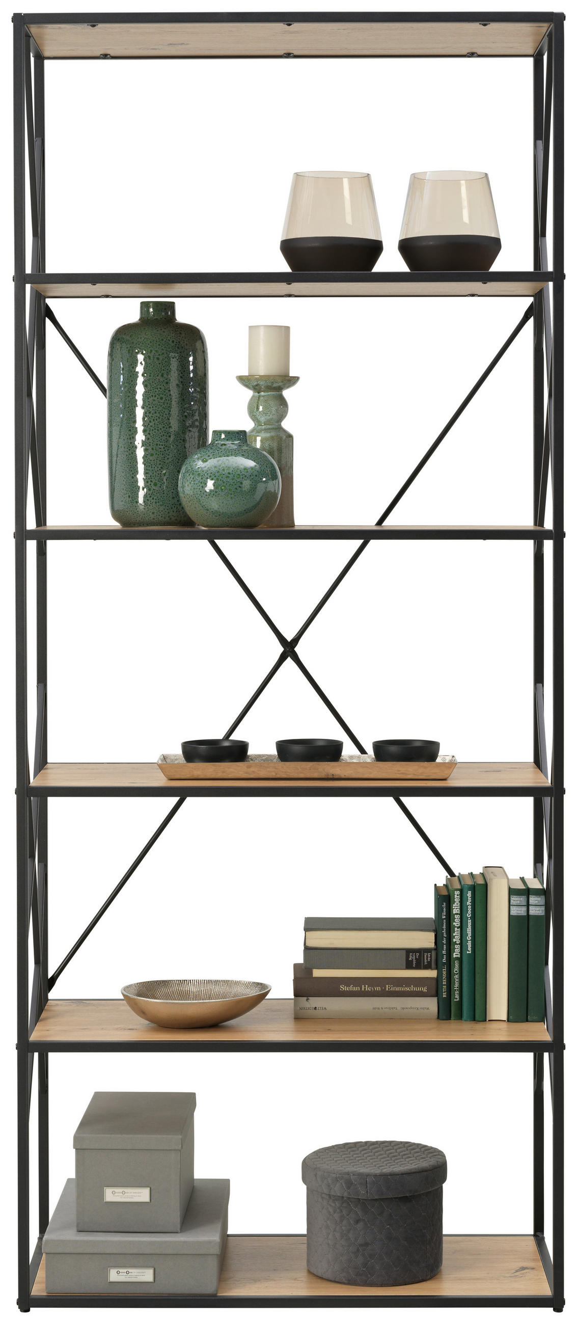 REGAL  80/190/35 cm Schwarz, Eichefarben  - Eichefarben/Schwarz, Trend, Holzwerkstoff/Metall (80/190/35cm) - Landscape