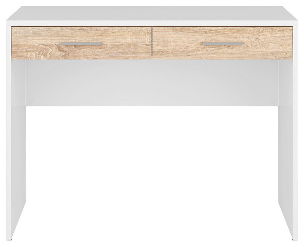 SCHREIBTISCH 100/59/76 cm  in Weiß, Sonoma Eiche, Eichefarben  - Eichefarben/Silberfarben, Design, Holzwerkstoff/Kunststoff (100/59/76cm)