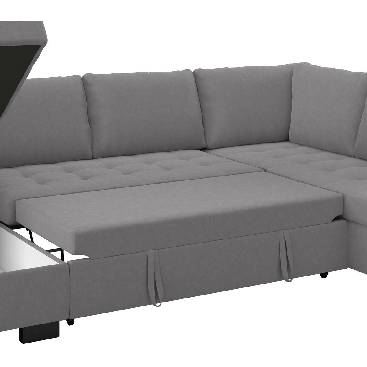 WOHNLANDSCHAFT Grau Mikrofaser  - Schwarz/Grau, MODERN, Kunststoff/Textil (155/305/178cm) - P & B
